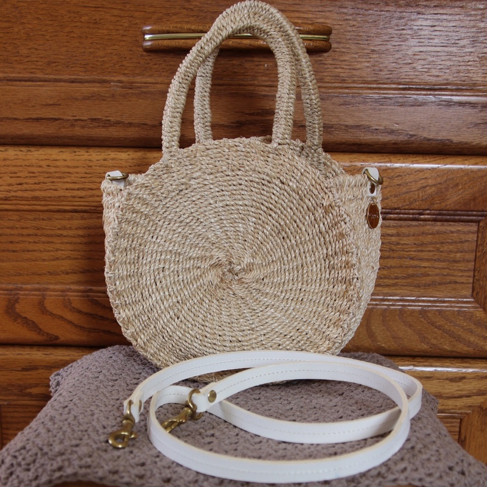 NWOT Clare V. Petite Alice Straw Crossbody Tote w/ removable cream strap